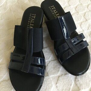 Italian Shoemaker Navy Wedge Sandals, sz 7